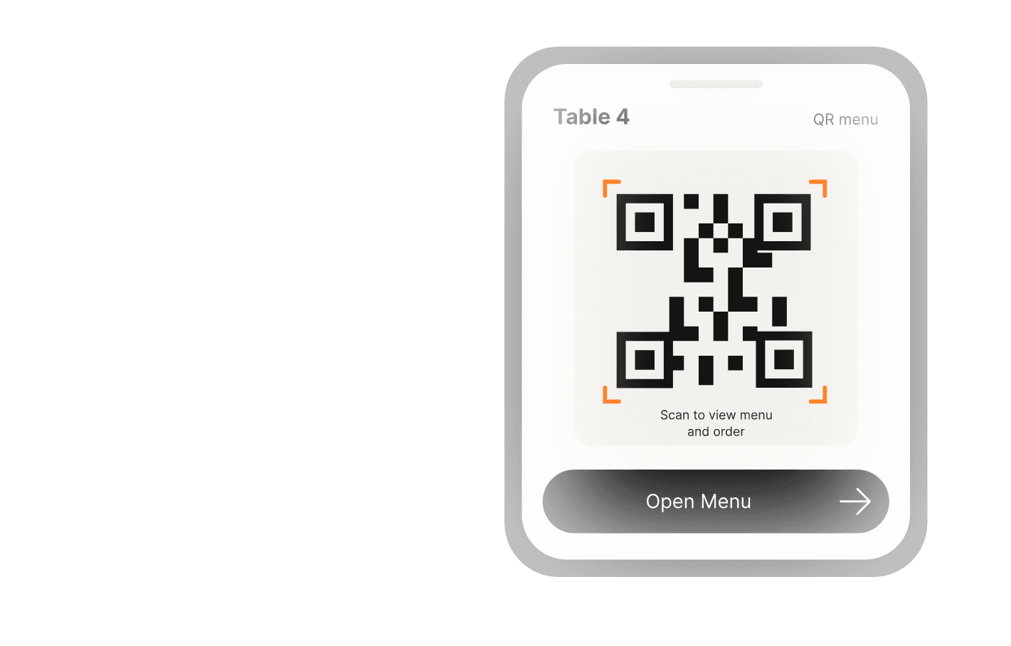 Telefoon met een QR-menu voor tafel 4